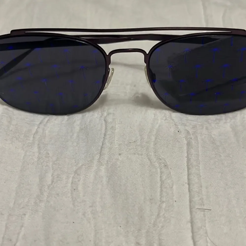 Tomas Maier Rubber Blinders Palm Tree Printed Mirrored Aviator Sunglasses $540